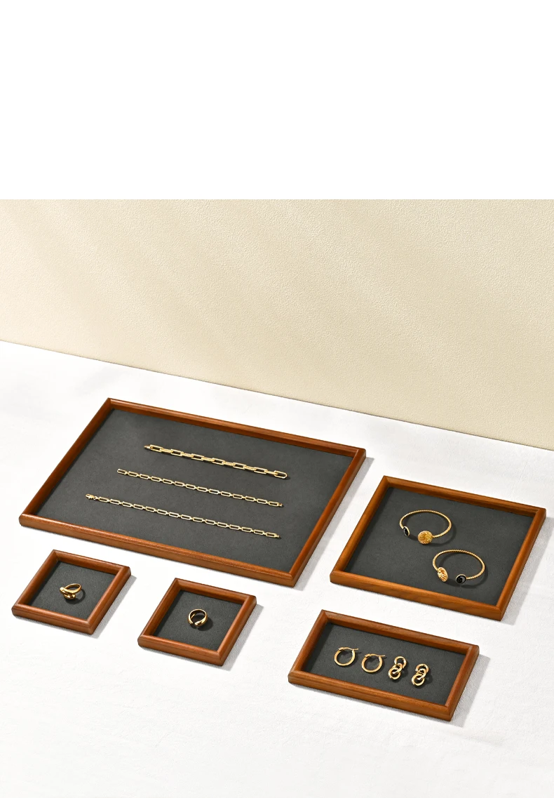 Oirlv New Solid Wooden Fashion Wood Ring Display Tray Jewelry Stud Earrings Storage Plate Jewellery Counter Showcase Props 2025
