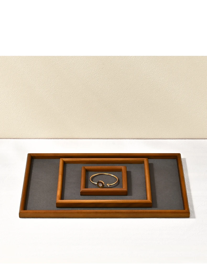 Oirlv New Solid Wooden Fashion Wood Ring Display Tray Jewelry Stud Earrings Storage Plate Jewellery Counter Showcase Props 2025