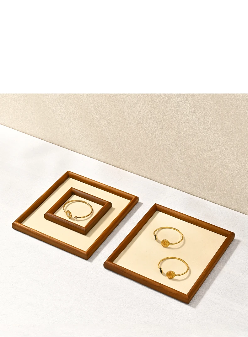 Oirlv New Solid Wooden Fashion Wood Ring Display Tray Jewelry Stud Earrings Storage Plate Jewellery Counter Showcase Props 2025