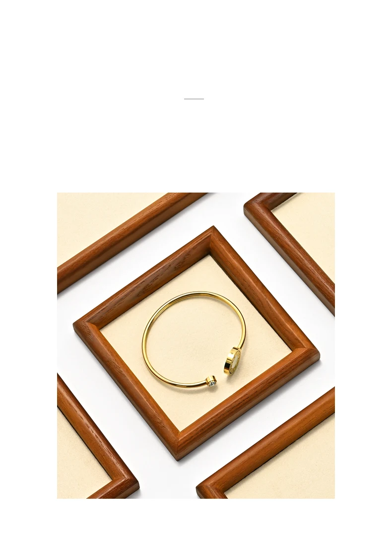 Oirlv New Solid Wooden Fashion Wood Ring Display Tray Jewelry Stud Earrings Storage Plate Jewellery Counter Showcase Props 2025