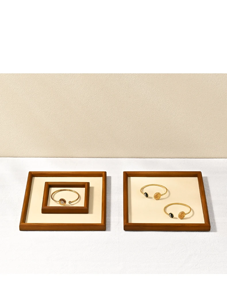 Oirlv New Solid Wooden Fashion Wood Ring Display Tray Jewelry Stud Earrings Storage Plate Jewellery Counter Showcase Props 2025