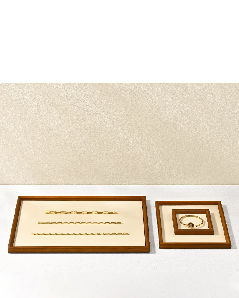 Oirlv New Solid Wooden Fashion Wood Ring Display Tray Jewelry Stud Earrings Storage Plate Jewellery Counter Showcase Props 2025