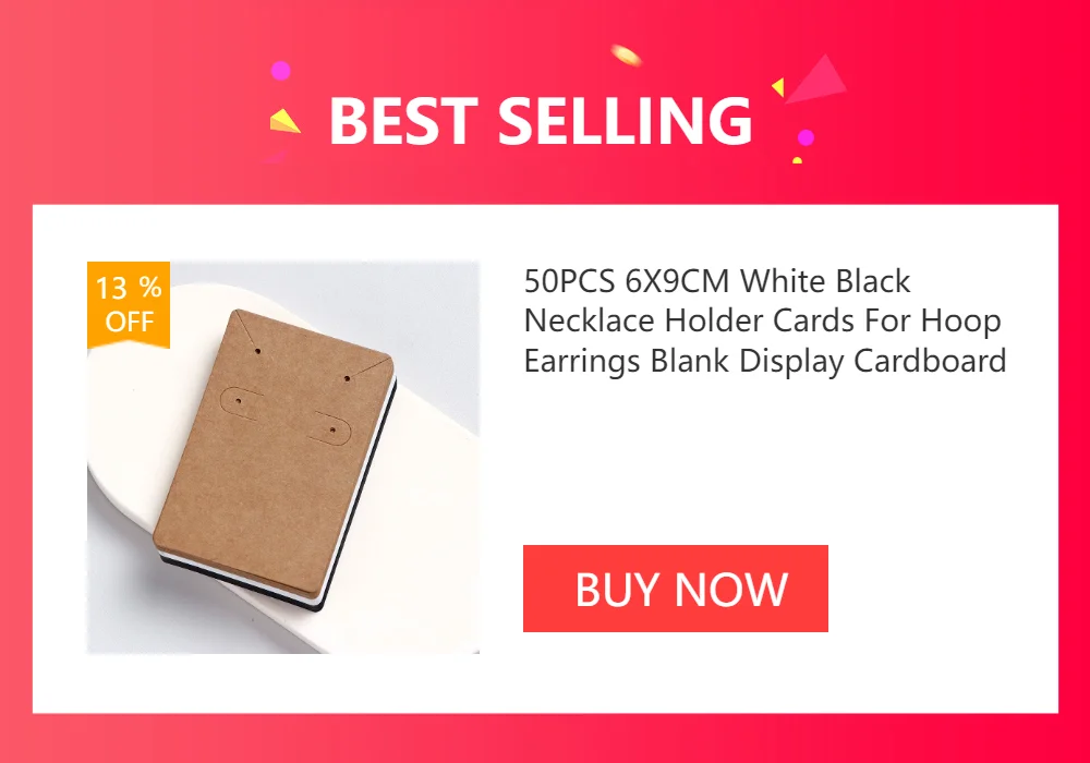 50PCS 4.8X8.8CM White Black Necklace Holder Hanging Card For Hoop Earrings Blank Display Cardboard DIY Jewelry Package Wholesale