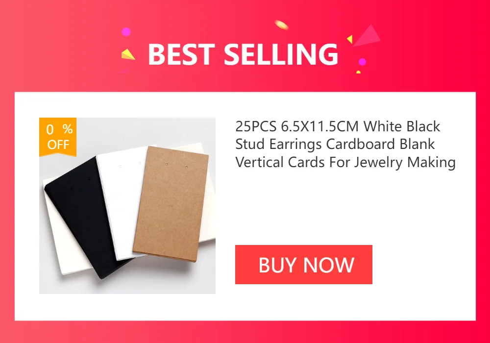 50PCS 4.8X8.8CM White Black Necklace Holder Hanging Card For Hoop Earrings Blank Display Cardboard DIY Jewelry Package Wholesale