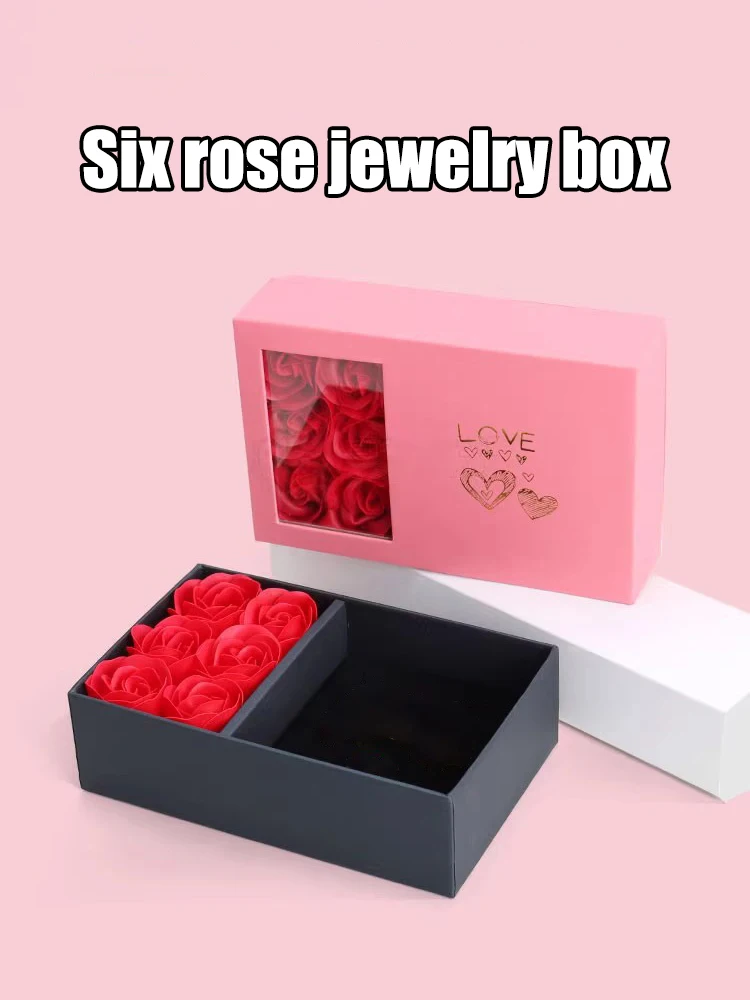 Jewelry Box Immortal Flower Jewelry Box Roses Window Valentine's Day Mother's Day Gift Box Ring Earrings Pendant Necklace Box