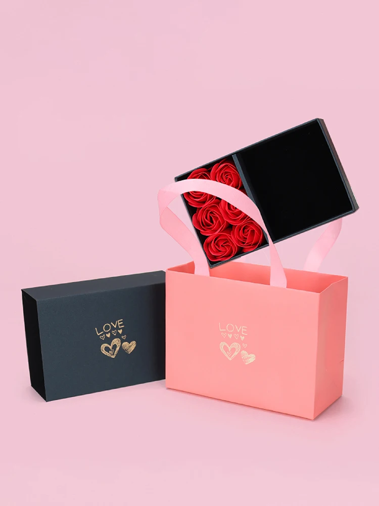 Jewelry Box Immortal Flower Jewelry Box Roses Window Valentine's Day Mother's Day Gift Box Ring Earrings Pendant Necklace Box