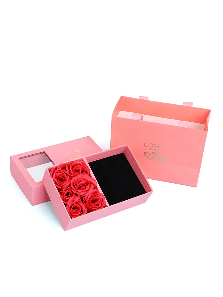 Jewelry Box Immortal Flower Jewelry Box Roses Window Valentine's Day Mother's Day Gift Box Ring Earrings Pendant Necklace Box