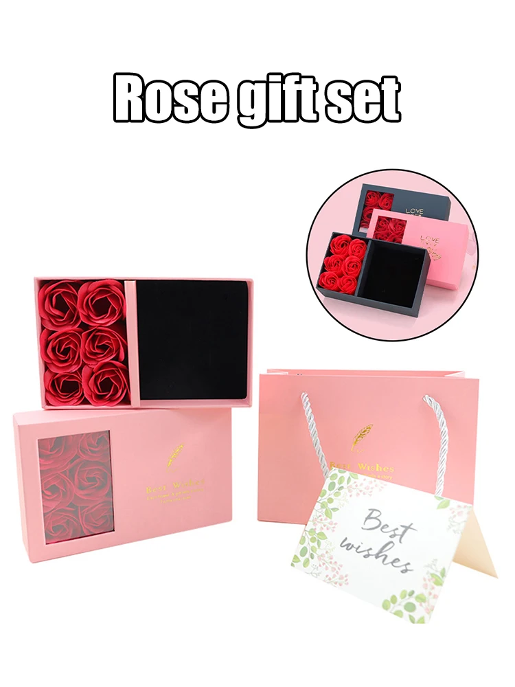 Jewelry Box Immortal Flower Jewelry Box Roses Window Valentine's Day Mother's Day Gift Box Ring Earrings Pendant Necklace Box