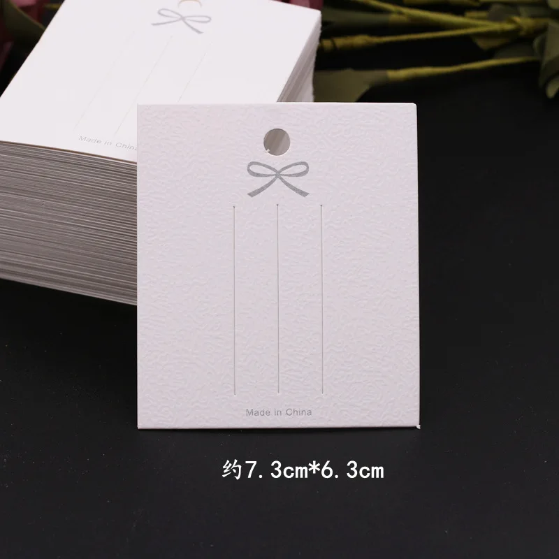 50Pcs White Bow Cards Barrettes Hairpin Display Cards for DIY Girls Hair Jewelry Packaging Paper Card Retail Holder Tags