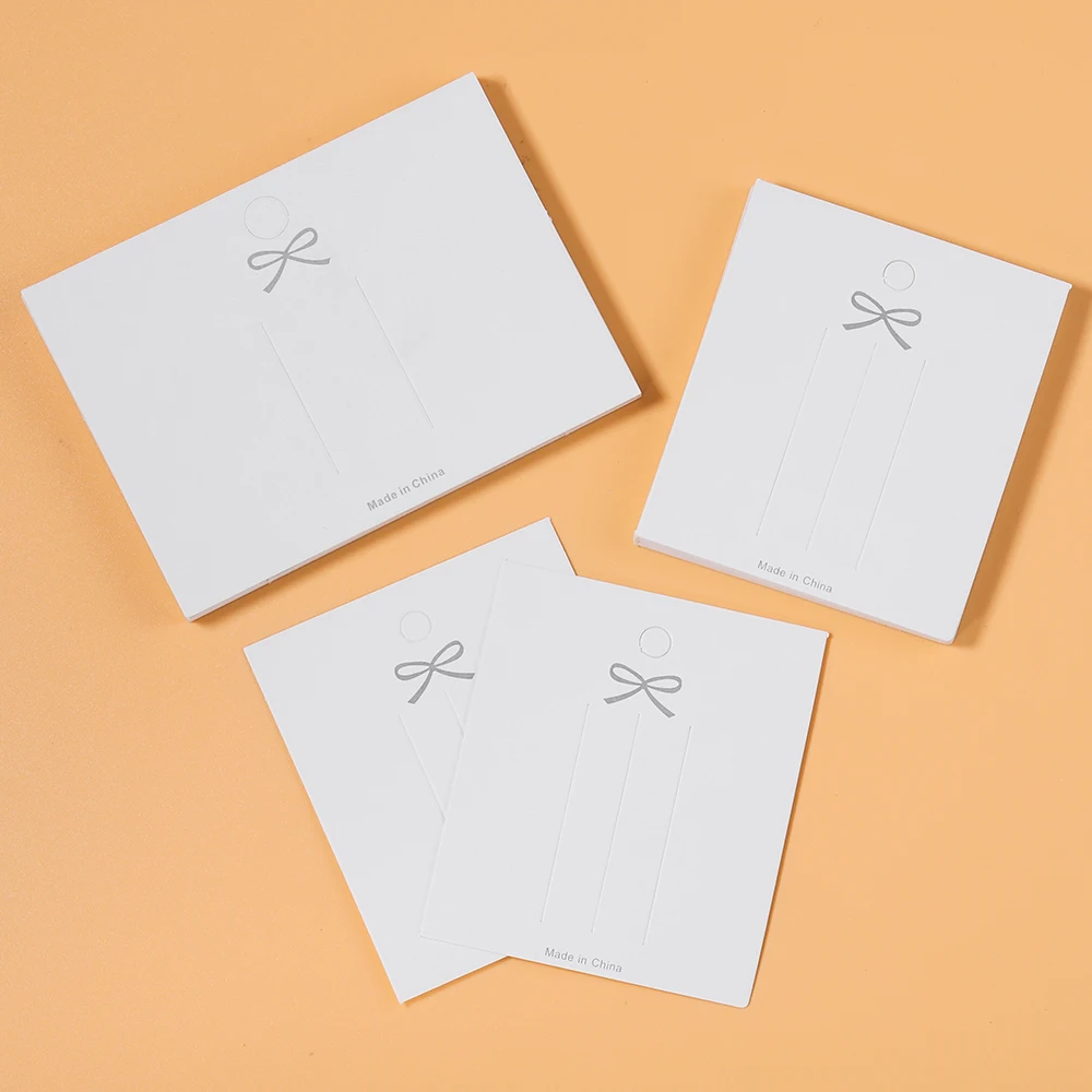 50Pcs White Bow Cards Barrettes Hairpin Display Cards for DIY Girls Hair Jewelry Packaging Paper Card Retail Holder Tags