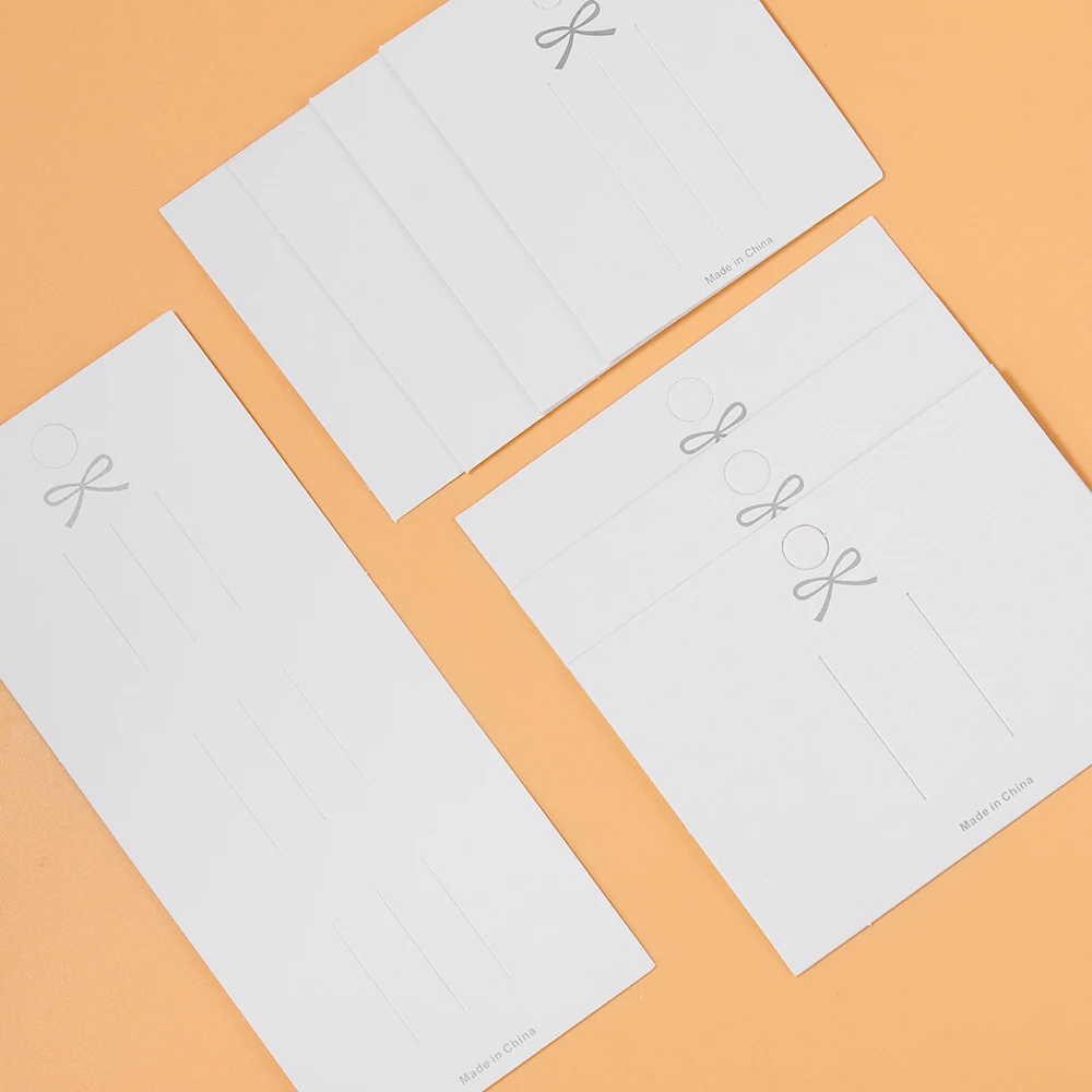 50Pcs White Bow Cards Barrettes Hairpin Display Cards for DIY Girls Hair Jewelry Packaging Paper Card Retail Holder Tags