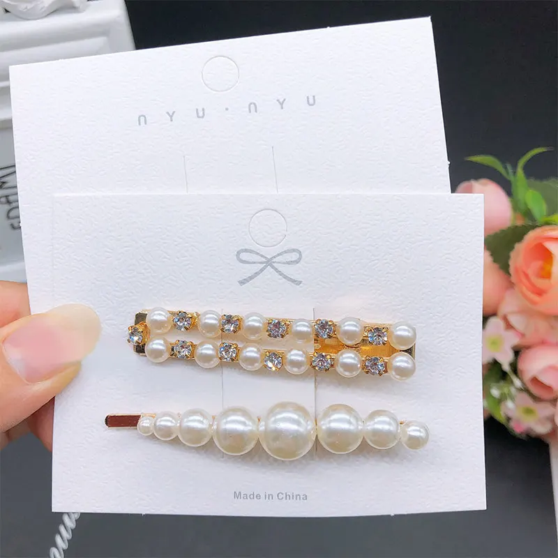 50Pcs White Bow Cards Barrettes Hairpin Display Cards for DIY Girls Hair Jewelry Packaging Paper Card Retail Holder Tags