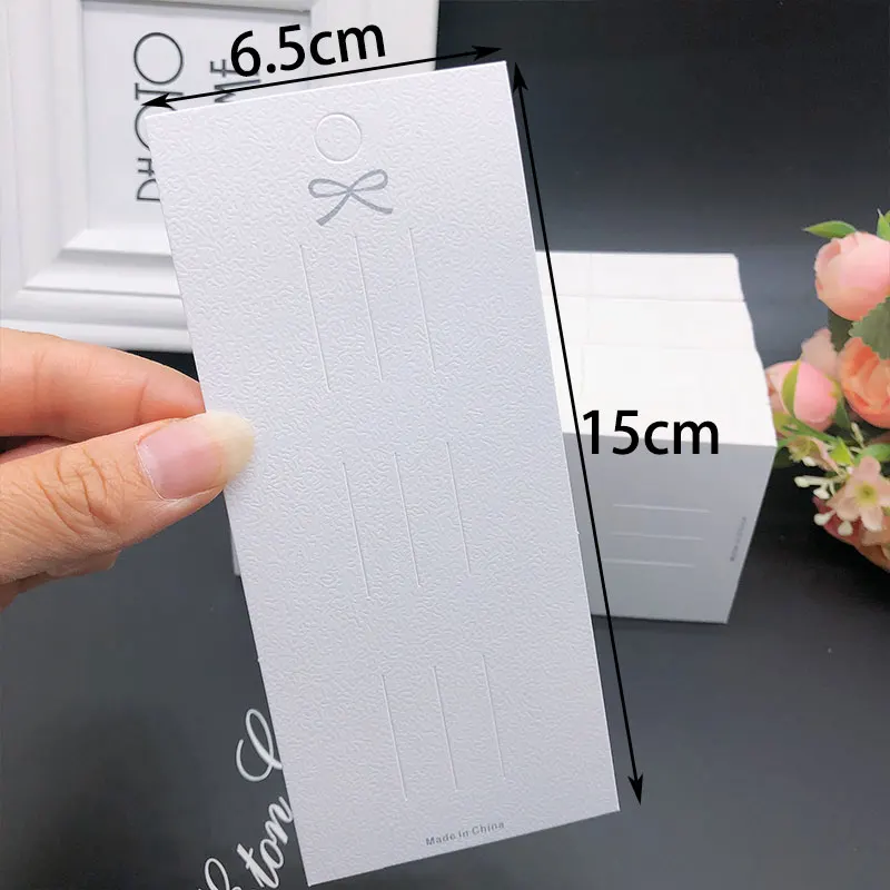 50Pcs White Bow Cards Barrettes Hairpin Display Cards for DIY Girls Hair Jewelry Packaging Paper Card Retail Holder Tags