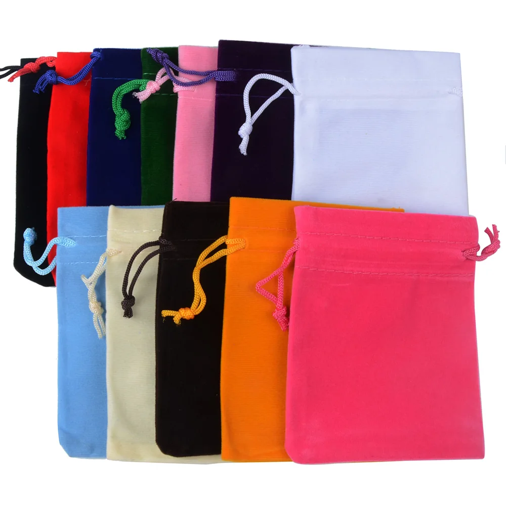 10pcs/lot 5x7cm 7x9cm 9x12cm Coloful Velvet Pouches Jewelry Packaging Display Drawstring Packing Gift Bags & Pouches