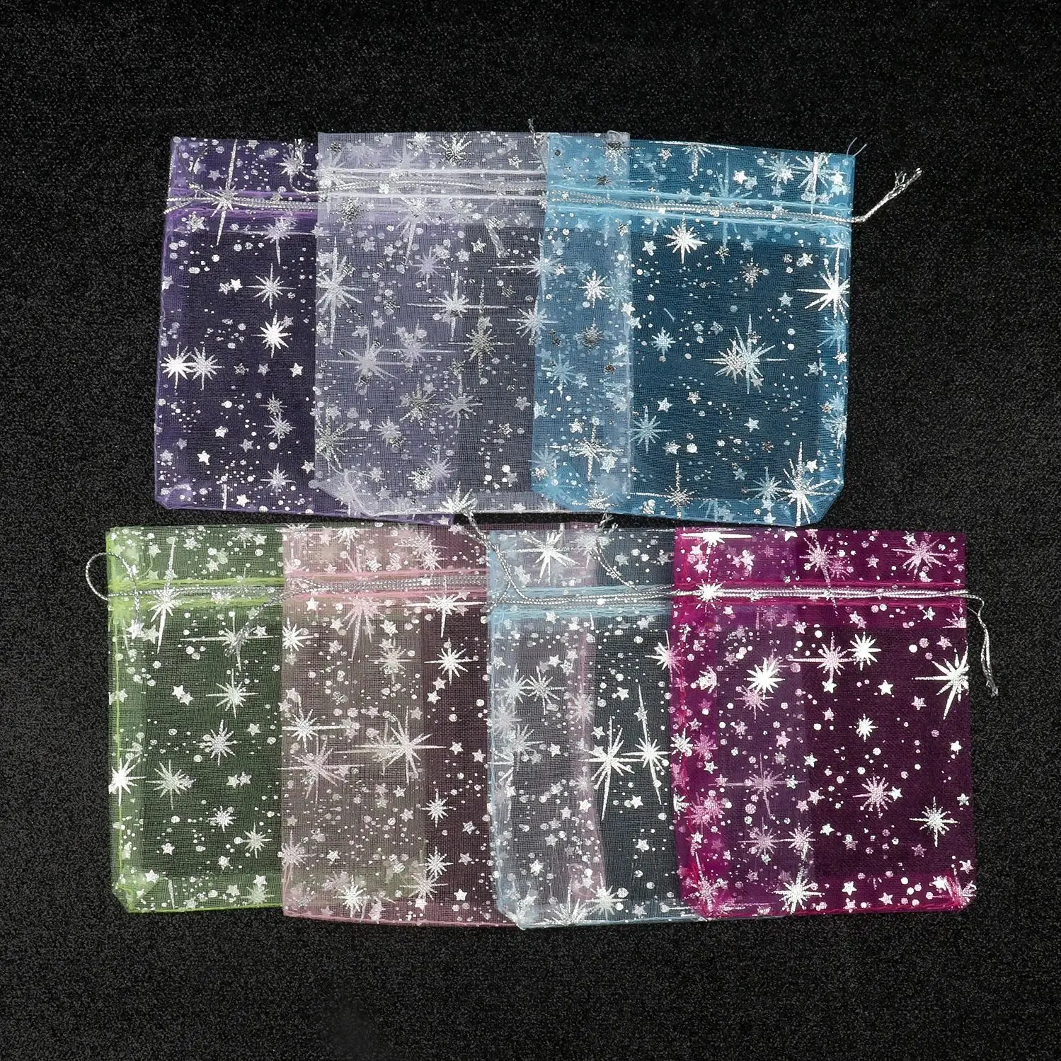 50Pcs/lot Gypsophila Jewelry Bags Organza Bag Jewelry Tulle Drawstring Bag For Packaging Display & Jewelry Pouches Wedding Gift