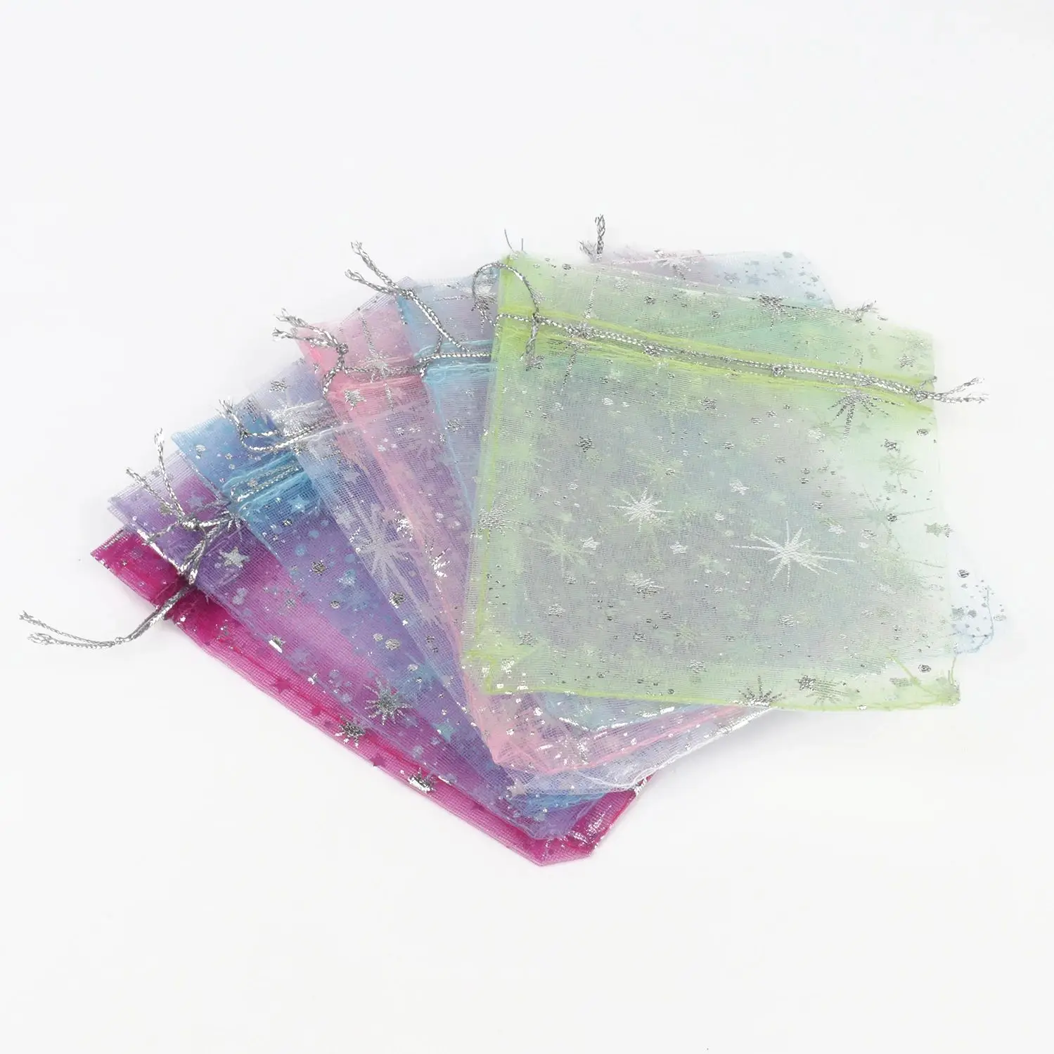 50Pcs/lot Gypsophila Jewelry Bags Organza Bag Jewelry Tulle Drawstring Bag For Packaging Display & Jewelry Pouches Wedding Gift