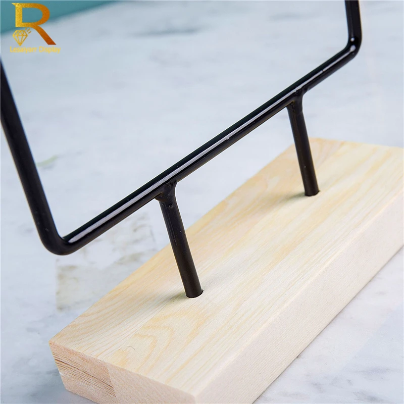 Luxury Countertop Pendant Earrings Display Stand Metal Hanger Solid Wood Piercing Jewelry Ear Studs Hanging Holder Storage Rack