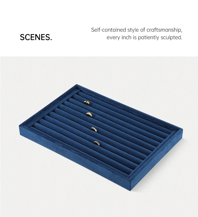 Yinbeini Velvet Ring Earring Bracelet Necklace Display Tray Table Top Stackable Drawer Storage Jewelry Organizer Tray P038