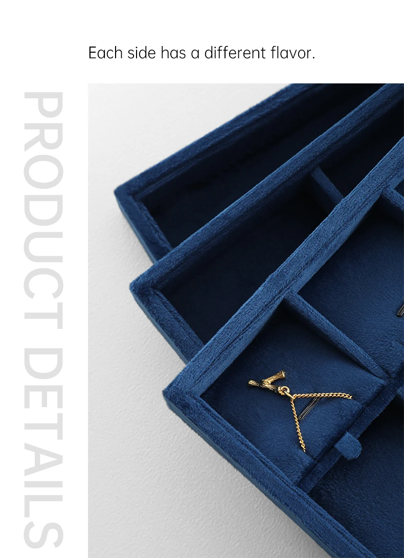 Yinbeini Velvet Ring Earring Bracelet Necklace Display Tray Table Top Stackable Drawer Storage Jewelry Organizer Tray P038