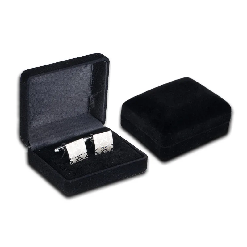 Wholesale Black Velvet Cufflinks Gift Box Men Shirt Cufflinks Gemelos Carrying Case Cuff Link Tie Clip Boxes