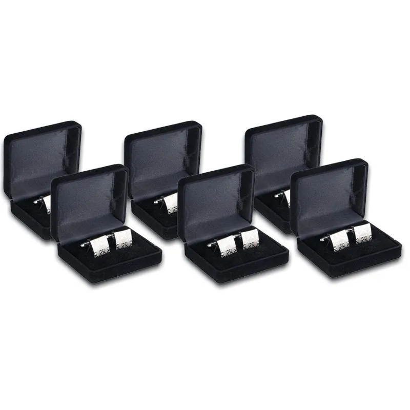 Wholesale Black Velvet Cufflinks Gift Box Men Shirt Cufflinks Gemelos Carrying Case Cuff Link Tie Clip Boxes