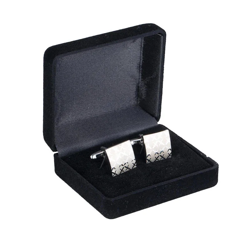 Wholesale Black Velvet Cufflinks Gift Box Men Shirt Cufflinks Gemelos Carrying Case Cuff Link Tie Clip Boxes