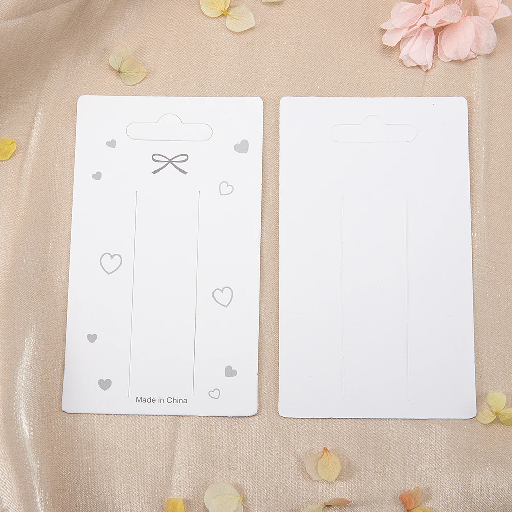 50pcs/lot 12x7cm White Bowknot Display Cards Kraft Paper Card for DIY Jewelry Hair Clips Hairpins Packaging Tags Retail Label