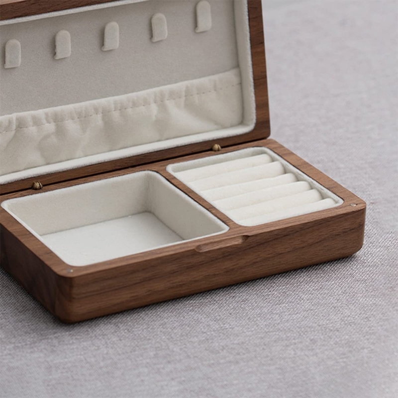 Travel Retro Wooden Jewelry Box Packing Wedding Ring Necklace Bracelet Organizer Women Men Display Box Gift for Couple