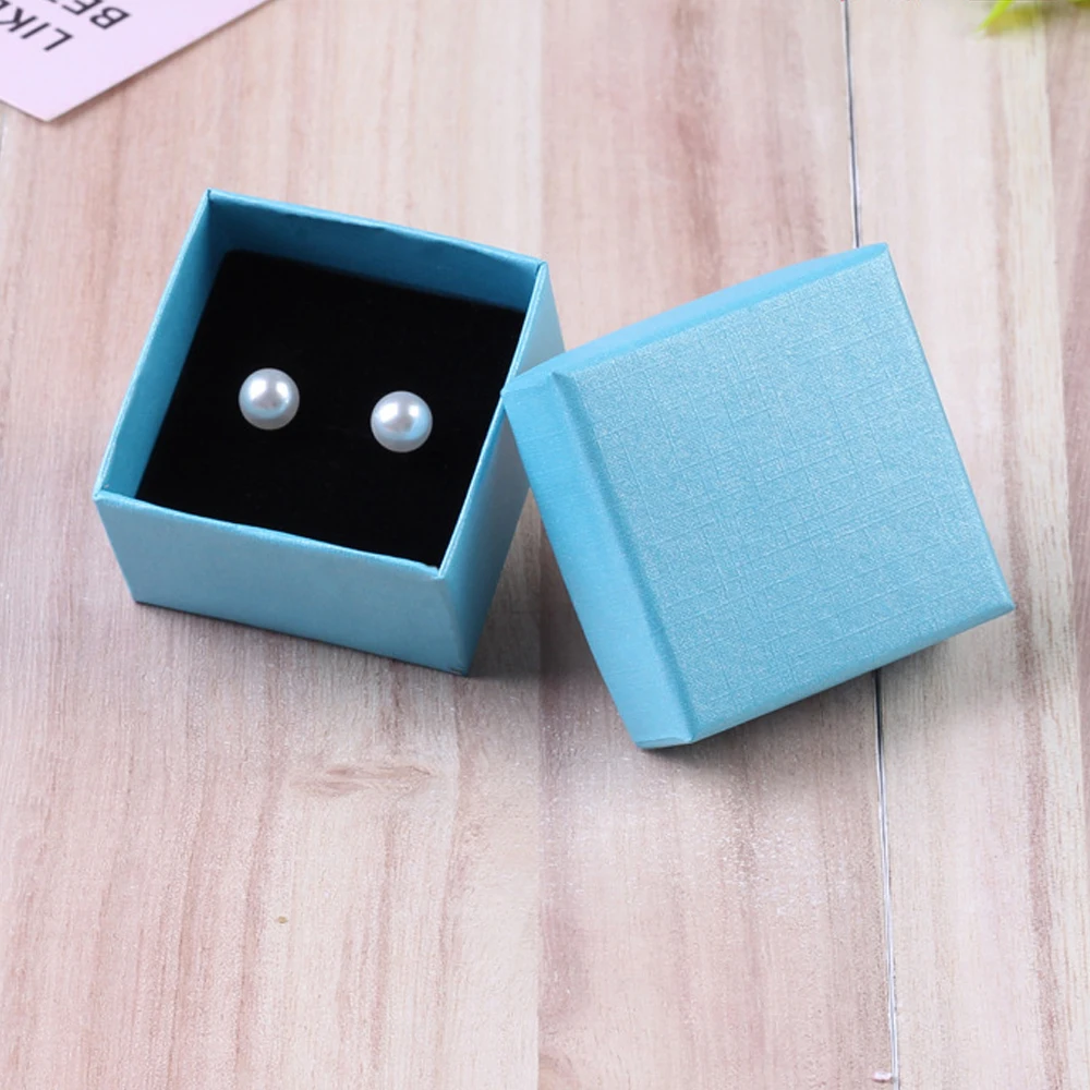 5Pcs 5x5x3cm Ring Box Wedding Favors Girl Gift Jewelry Studs Jewellery Display Storage Paper Cardboard Case Bags Pouch Organizer