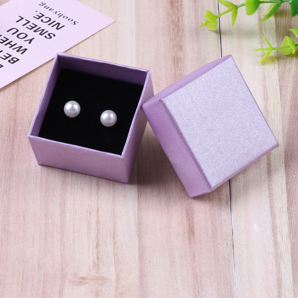 5Pcs 5x5x3cm Ring Box Wedding Favors Girl Gift Jewelry Studs Jewellery Display Storage Paper Cardboard Case Bags Pouch Organizer
