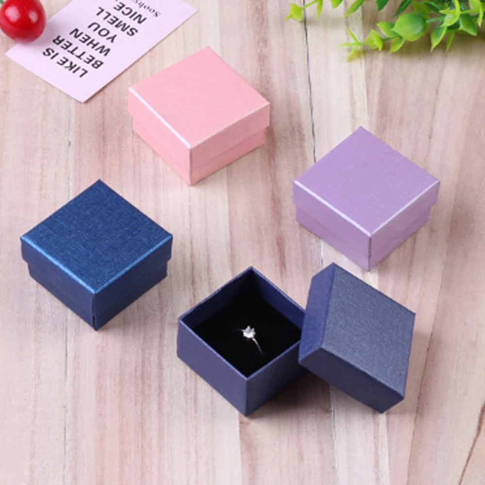 5Pcs 5x5x3cm Ring Box Wedding Favors Girl Gift Jewelry Studs Jewellery Display Storage Paper Cardboard Case Bags Pouch Organizer