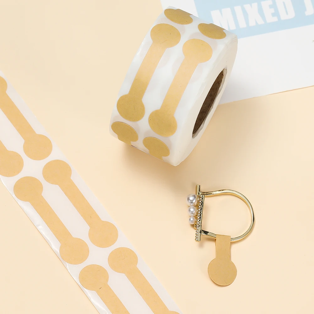 500pcs/Roll Kraft Paper Price Tags Self Adhesive Stickers Labels for Jewelry Necklace Earring Ring Identify Display Packaging