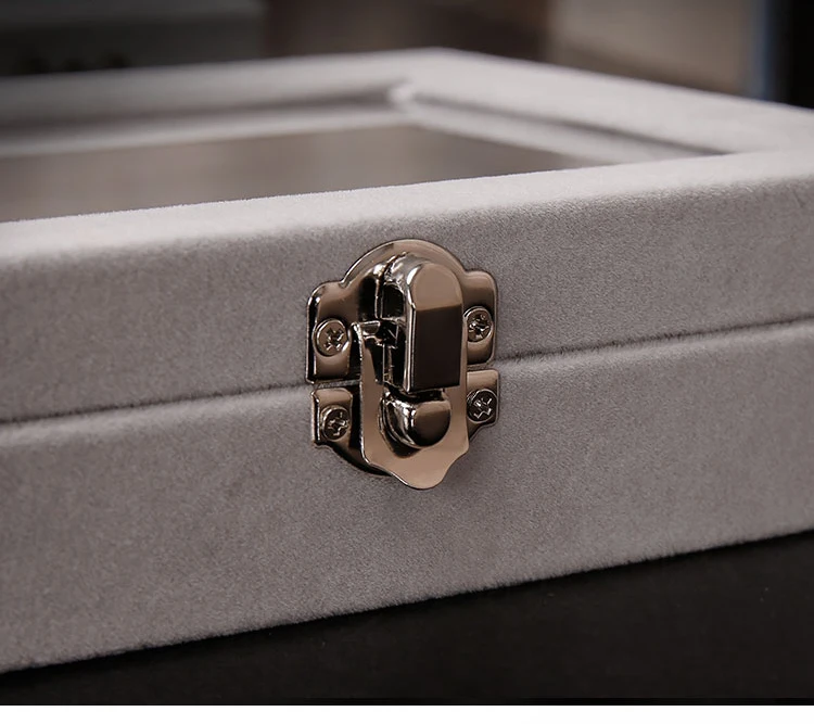 Velvet Glass Ring Earring Jewelry Display Organizer Box Storage Organizer Box Divider Soft Gray Velvet Ring Case Jewellery Tray