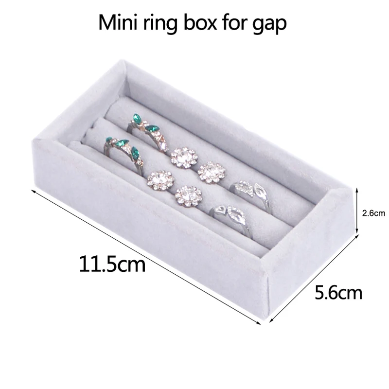 Velvet Glass Ring Earring Jewelry Display Organizer Box Storage Organizer Box Divider Soft Gray Velvet Ring Case Jewellery Tray