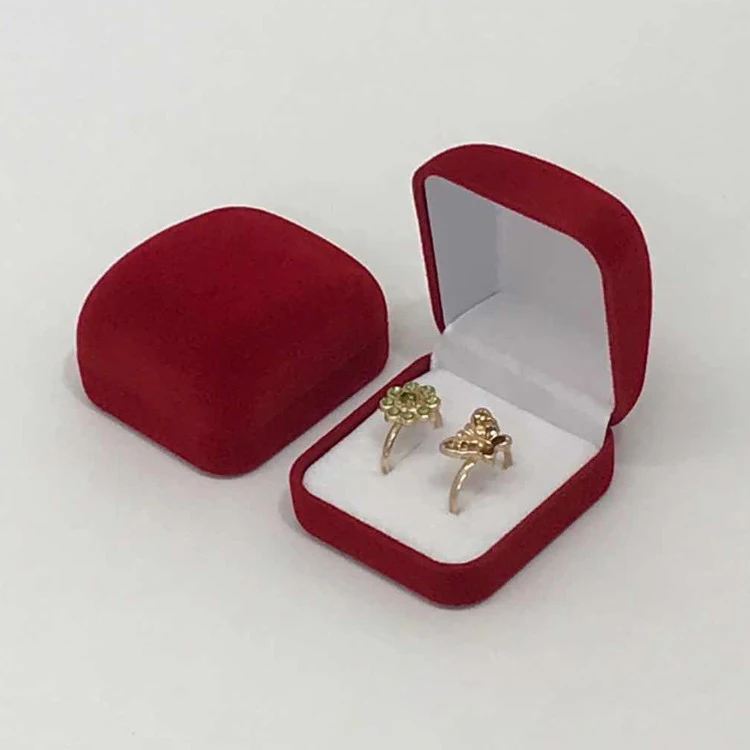 Wholesale Double Wedding Rings Box Velvet Engagement Ceremony Valentine's Gift Couple Ring Jewelry Packaging Storage Organizer