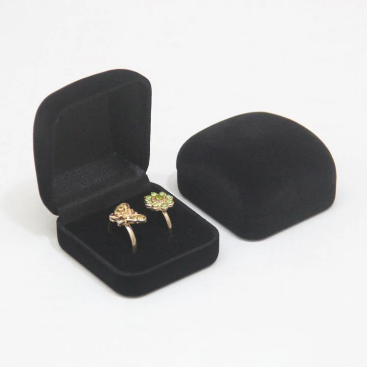 Wholesale Double Wedding Rings Box Velvet Engagement Ceremony Valentine's Gift Couple Ring Jewelry Packaging Storage Organizer