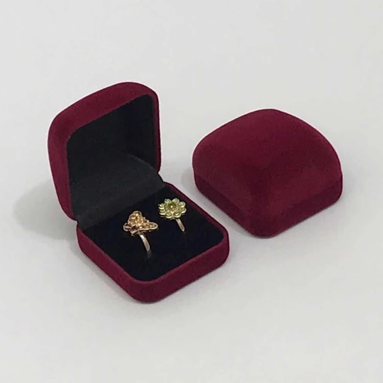 Wholesale Double Wedding Rings Box Velvet Engagement Ceremony Valentine's Gift Couple Ring Jewelry Packaging Storage Organizer