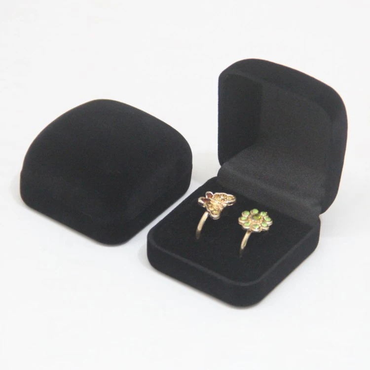 Wholesale Double Wedding Rings Box Velvet Engagement Ceremony Valentine's Gift Couple Ring Jewelry Packaging Storage Organizer
