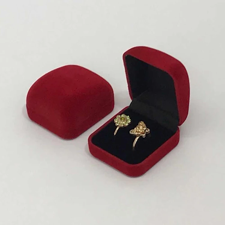 Wholesale Double Wedding Rings Box Velvet Engagement Ceremony Valentine's Gift Couple Ring Jewelry Packaging Storage Organizer