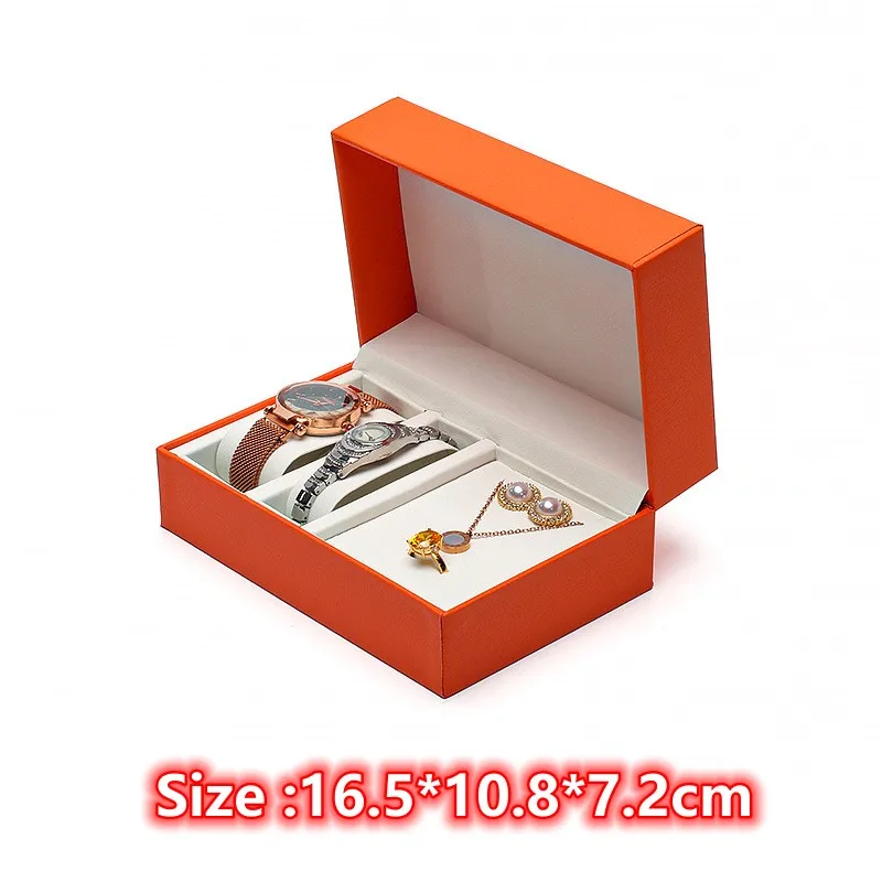 Fashion Double Pillow Watch Box Jewelry Storage Box PU Leather Couple Necklace Brecalet Earring Storage Case Gift Box Wholesale