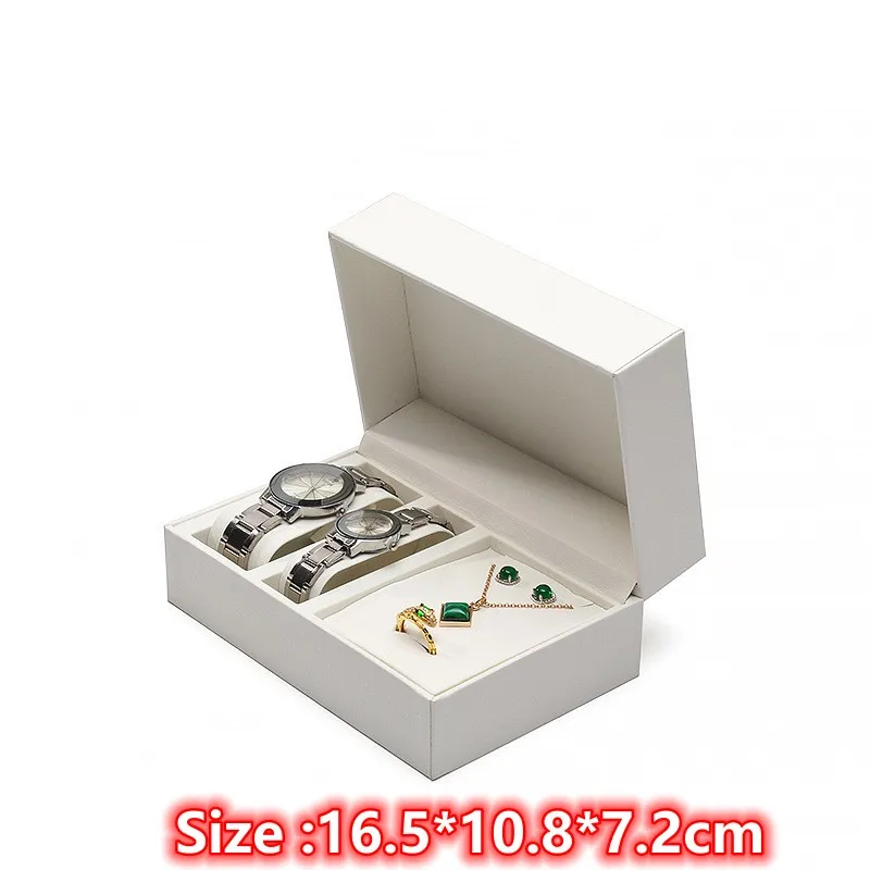 Fashion Double Pillow Watch Box Jewelry Storage Box PU Leather Couple Necklace Brecalet Earring Storage Case Gift Box Wholesale