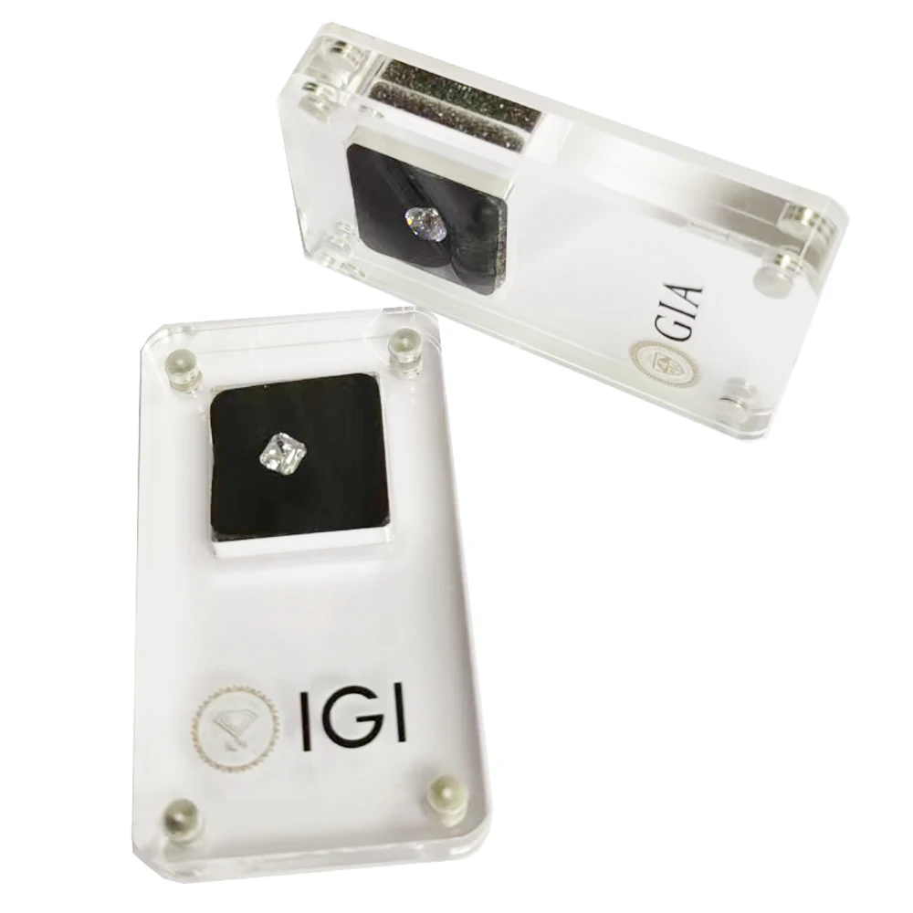 Acrylic Loose Diamond Jewelry Storage Box Standard Gemstone Organizer IGI Gia Gift Packaging Box Gems Zircon CVD Display Case