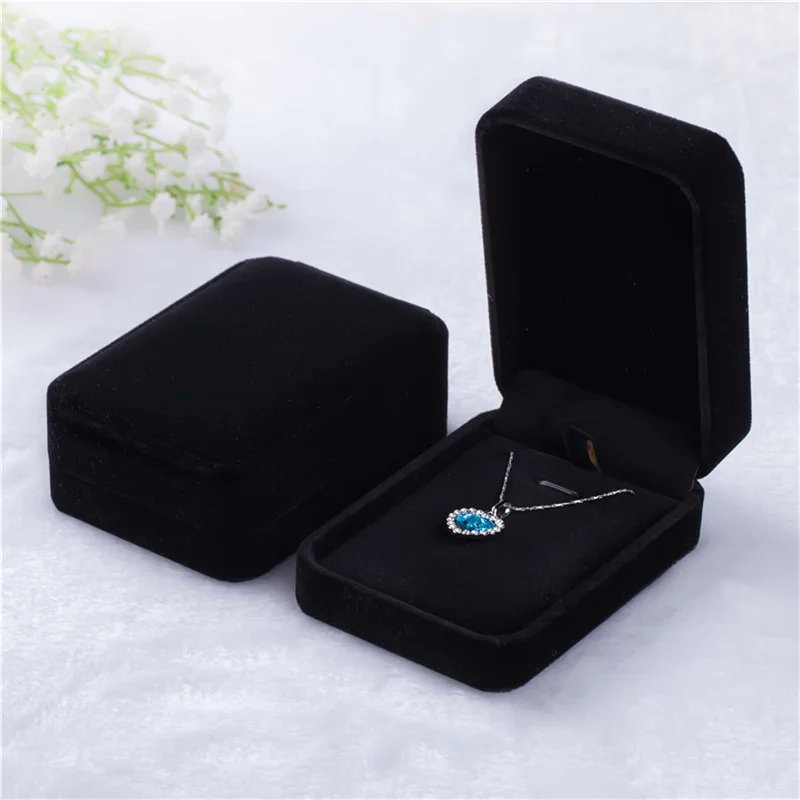 7x10cm Fashion Flocking Jewelry Box Necklace Organizers Storage Pendant Box Necklace Jewelry Packaging Box
