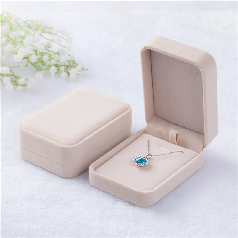 7x10cm Fashion Flocking Jewelry Box Necklace Organizers Storage Pendant Box Necklace Jewelry Packaging Box