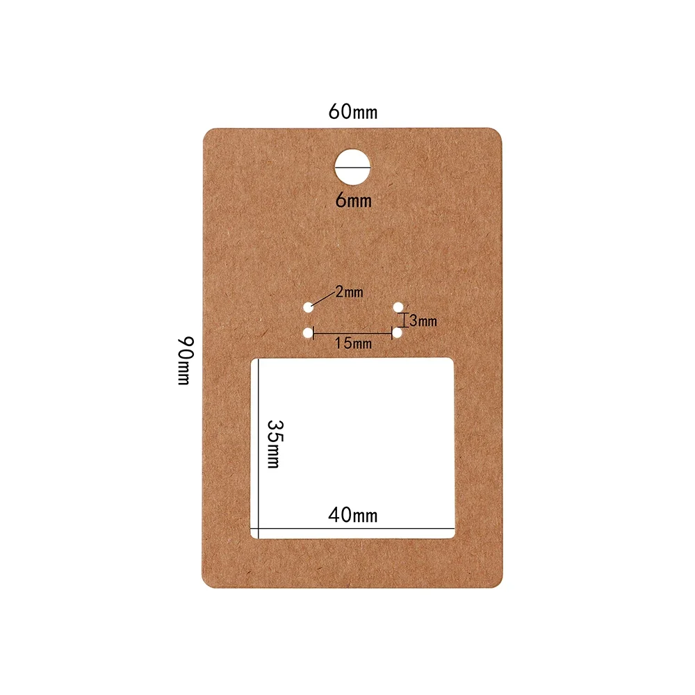 50Pcs 6x9cm Hangable Earrings Jewelry Display Kraft Paper Label Packaging Card With Or Without Bags Customized Service Wholesale