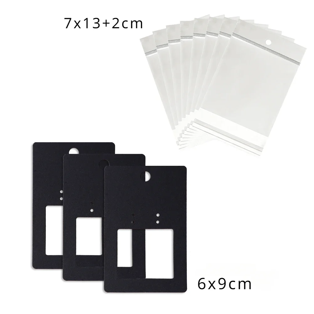 50Pcs 6x9cm Hangable Earrings Jewelry Display Kraft Paper Label Packaging Card With Or Without Bags Customized Service Wholesale