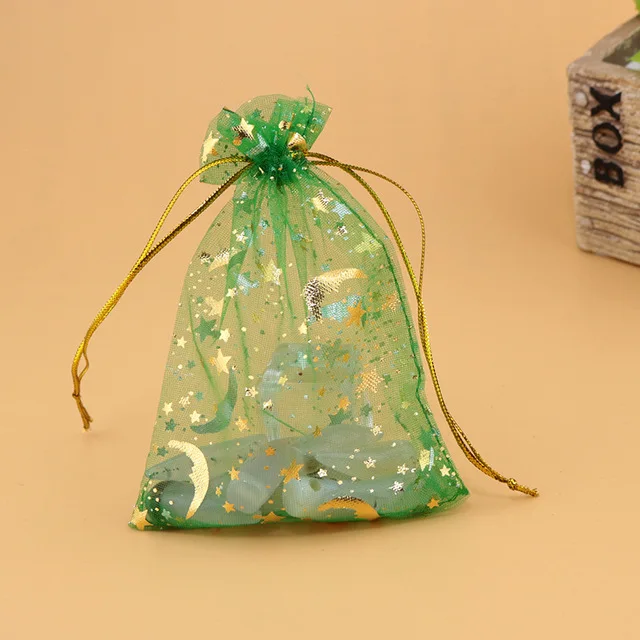 50pcs Gauze Bag Star-Moon Black Bags 9*12cm Special Design Organza Package Bronzed Wedding Gift Candy Jewelry Package