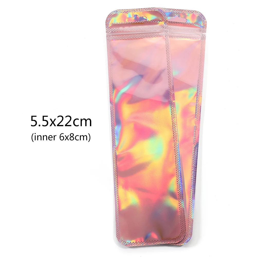 50pcs Iridescent Self Sealing OPP Bags Laser Iridescent Zip lock Resealable Package Pouch Retail DIY Jewelry Storage Accessories