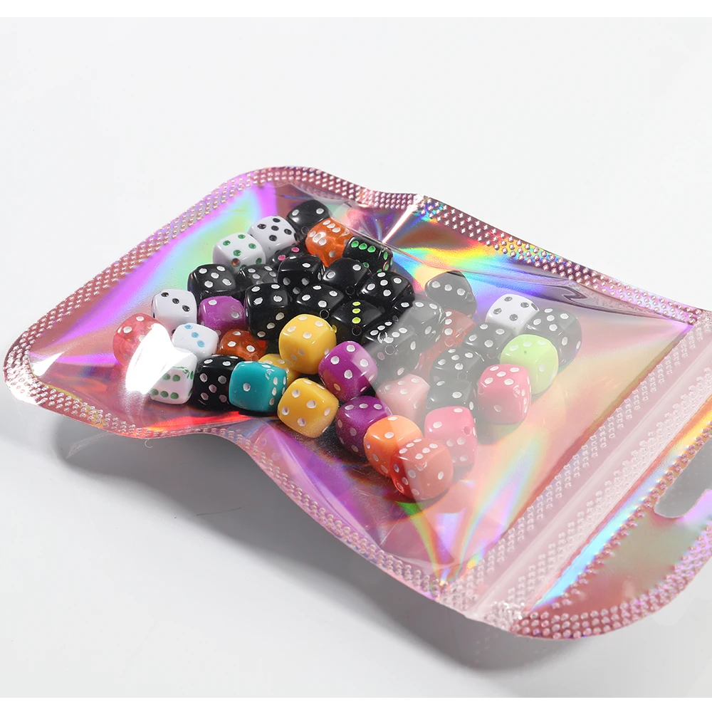 50pcs Iridescent Self Sealing OPP Bags Laser Iridescent Zip lock Resealable Package Pouch Retail DIY Jewelry Storage Accessories