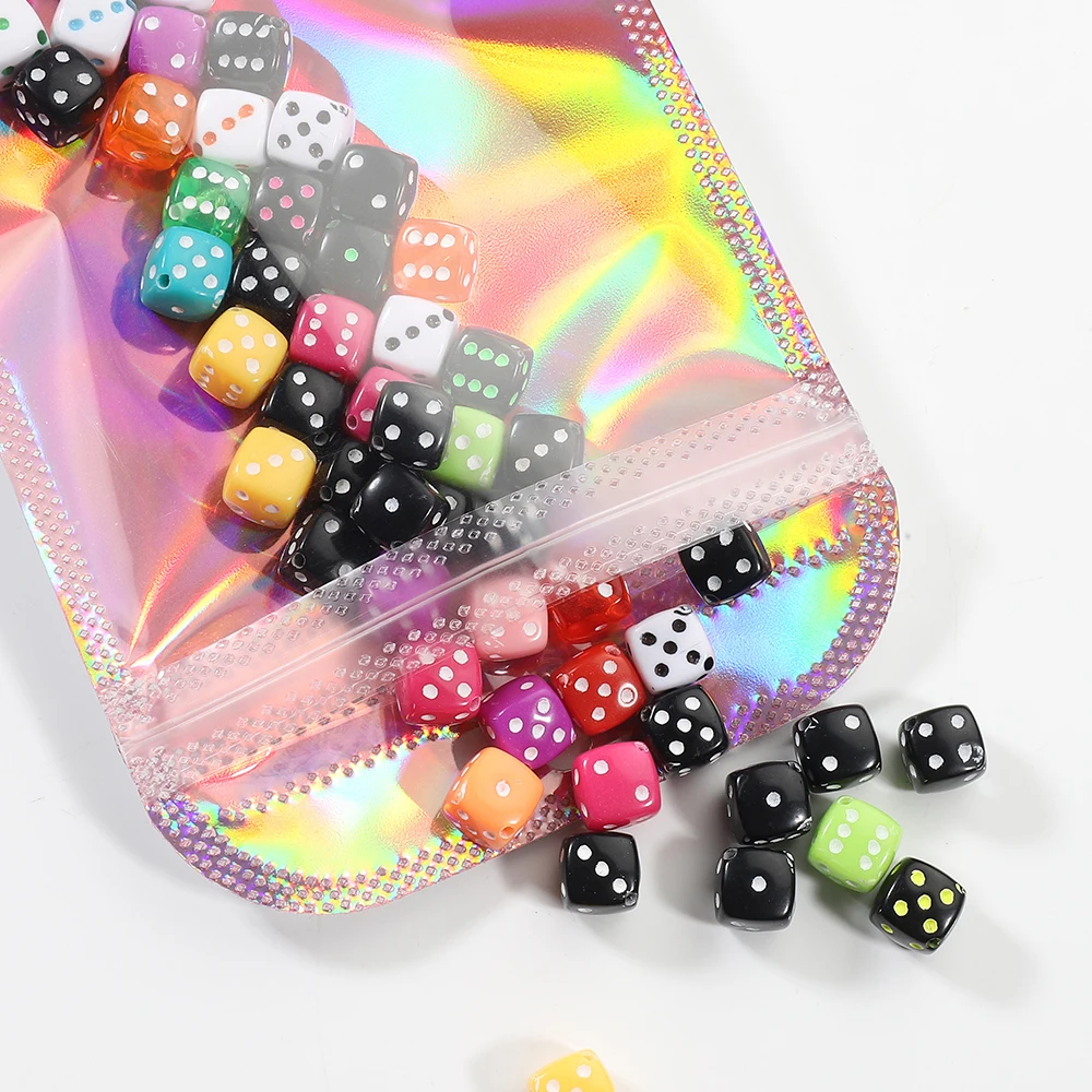 50pcs Iridescent Self Sealing OPP Bags Laser Iridescent Zip lock Resealable Package Pouch Retail DIY Jewelry Storage Accessories